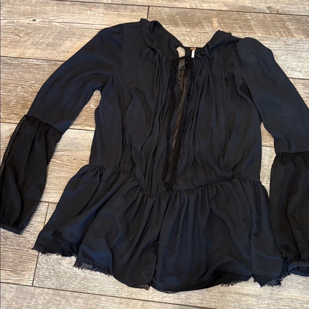 free people elegant black sheer top